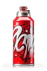 Fototapeta premium Spray Can red white background container.