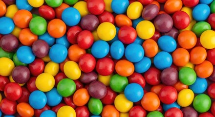 Obraz premium Closeup of colorful round candy with vibrant red blue green and yellow hues