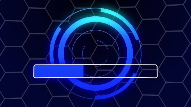 Abstract technology background featuring glowing circles and a digital blue world map globe representing a global communication network and data connection concept