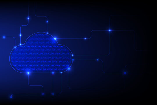 Cloud Computing and Digital Transformation Background with Glowing Blue Circuit Lines