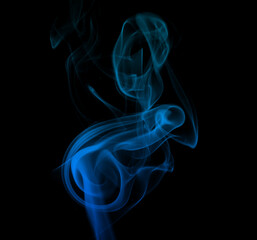 Fototapeta premium blue smoke on black background, swirling mist, abstract