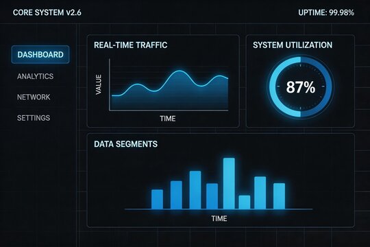 System dashboard with traffic and utilization data