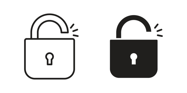 Unlock icon in line design. icon for website design, mobile app, ui