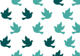 Fototapeta premium Seamless teal dove pattern background for textiles, wallpapers, and modern graphic design projects