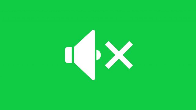 Minimalist Sound Off Mute Speaker Icon Animation With Cross Mark White Isolated On Green Background