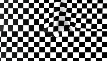 Fototapeta premium A distorted black and white checkered pattern with a wavy section