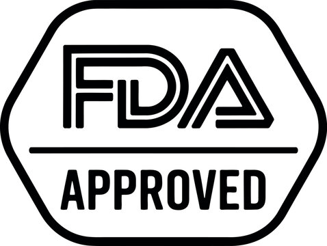 FDA Approved Stamp Icon Isolated on White Background for Medical and Pharmaceutical Use
