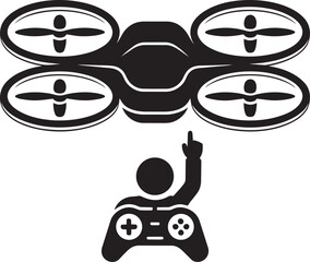Drone And Remote Control Operator With Pointing Finger Icon Illustration © MC Creative