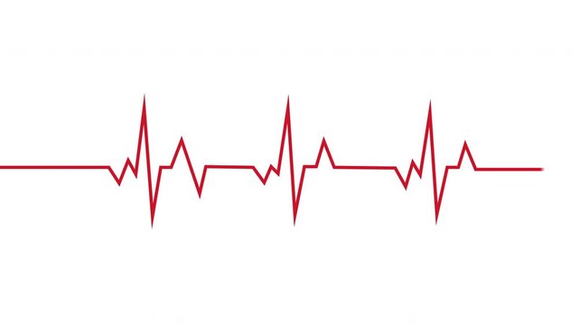Heartbeat Ecg Monitor Pulse Line Loop Animation Red On White Background