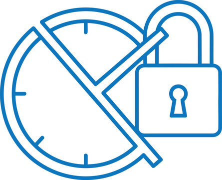 No access or locked clock icon with padlock