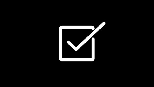success checklist icon symbol footage animated video, looping tick icon simple animated video  black background.