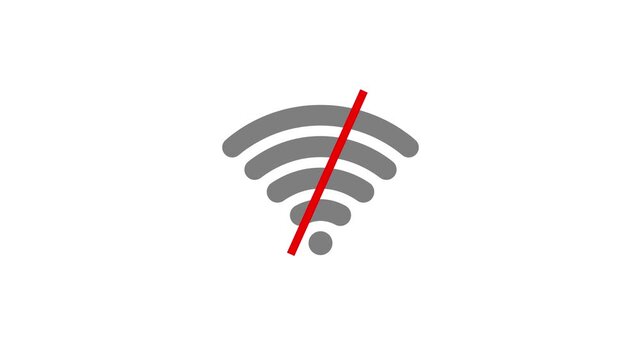 No internet connection icon animation. No Wi-Fi connection motion. No wi-fi internet error signal 4k video footage.