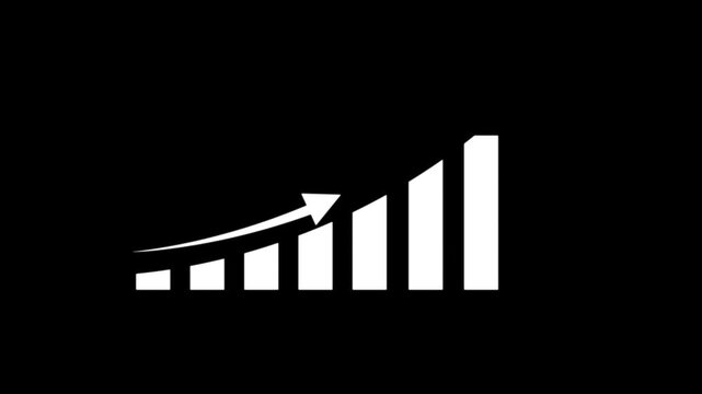 Business profit graph chart and success arrow animation  black background.