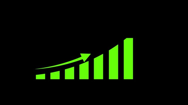 Business profit graph chart and success arrow animation  black background.