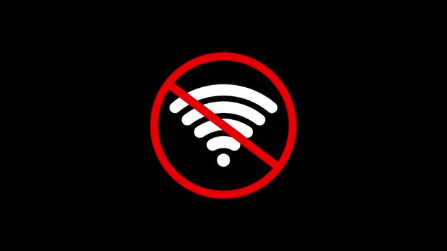 No internet connection icon animation. No Wi-Fi connection motion. Banned icon No wi-fi internet 4k video footage.