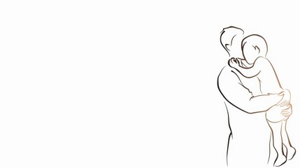 Obraz premium Embracing Love Between Parent and Child in a Simple and Elegant Drawing Style