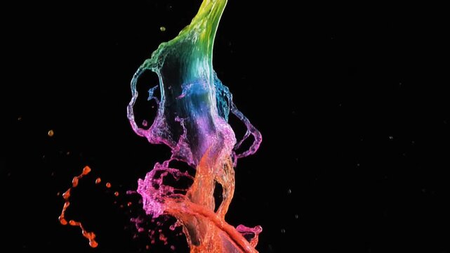 A colorful liquid splash with rainbow gradient abstract dynamic motion
