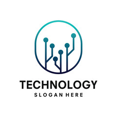 Fototapeta premium Abstract digital tech logo design vector template illustration