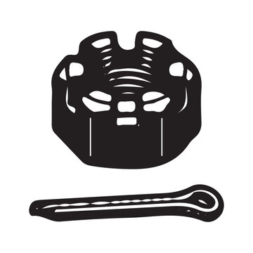a castle nut and a cotter pin, which are specialized mechanical fasteners