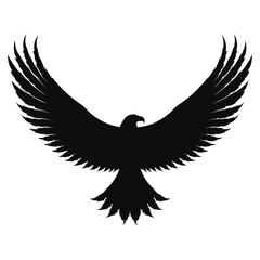 Obraz premium Black eagle, bird silhouette, winged animal, vector icon