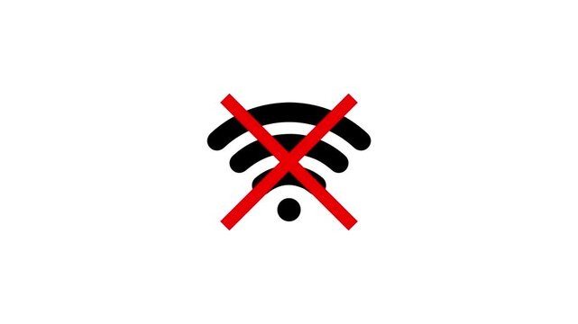 No internet connection icon animation. No Wi-Fi connection motion. No wi-fi internet error signal 4k video footage.