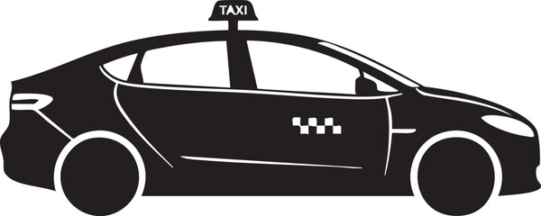 Black taxi car vector, taxi cab icon, transportation symbol, vehicle illustration © MdMasud