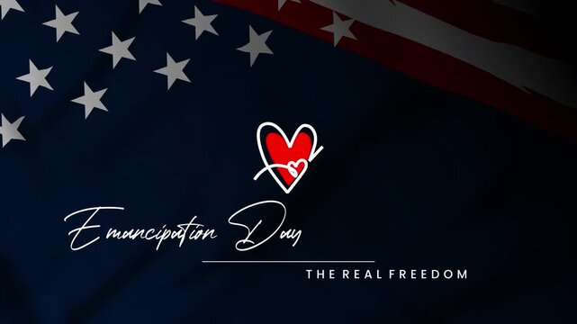 Emancipation Day text animation with Patriotic Red White Blue Freedom Design