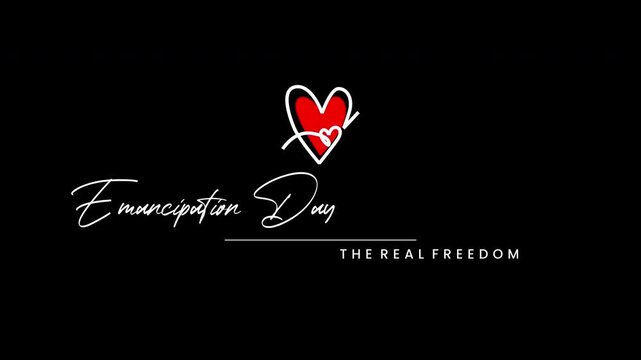 Emancipation Day text animation with Patriotic Red White Blue Freedom Design