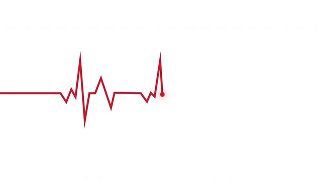 Heart Beat Ecg Monitor Medical Pulse Line Animation Red Isolated On White Background