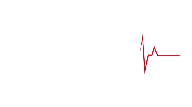 Heart Beat Ecg Monitor Medical Pulse Line Loop Animation Red Isolated On White Background