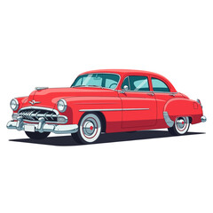 Obraz premium Vintage Red Sedan Car, Classic Automobile Style, Retro Transportation