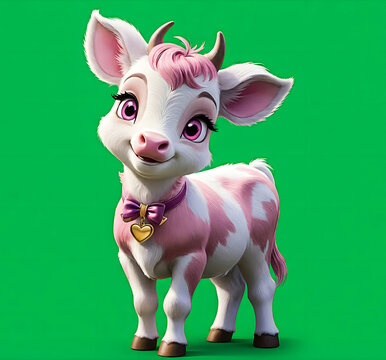  Cute Pink Cartoon Calf