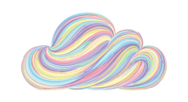 Whimsical Rainbow Cloud Swirls - Pastel Abstract Art