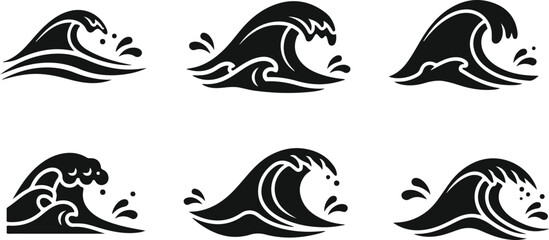 Fototapeta premium set of ocean wave icons vector illustration
