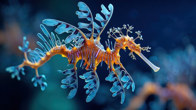 Leafy seadragon swimming underwater