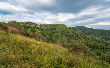 Fototapeta premium View of Kislovodsk Park and the cable car from the mountain