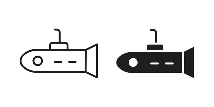 Submarine icon set concept vector graphics for web UI