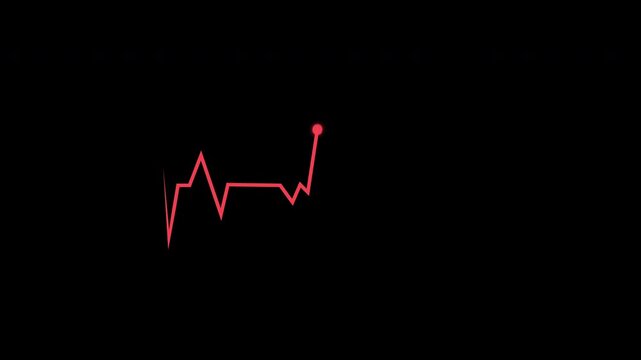 Heart Beat Ecg Monitor Pulse Line Loop Slow Motion Red Isolated On Black Background