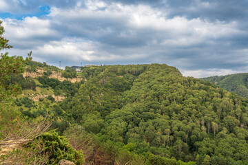 Fototapeta premium View of Kislovodsk Park and the cable car from the mountain