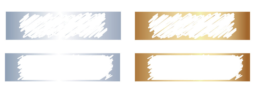 Set of gold and silver scratch card surfaces with new and scraped textures and Win, Prize and money winning text. Collection of winner lotteries, sale coupons, jackpot scratchcards templates.