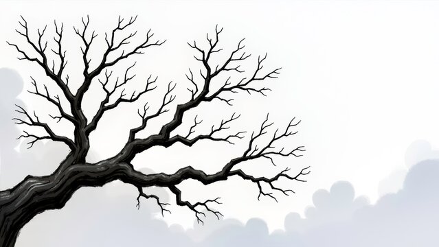 Minimalist landscape of withered tree branches