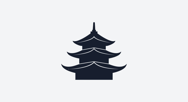 Minimalist Silhouette of a Three-Tiered Pagoda