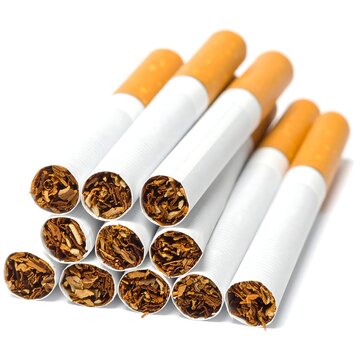 A close-up view of a collection of cigarettes