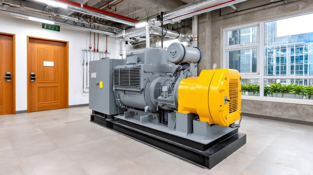 Industrial diesel generator providing emergency backup power