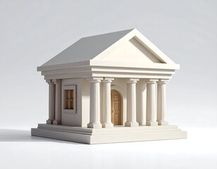 Obraz premium A small white building with columns and a triangular roof