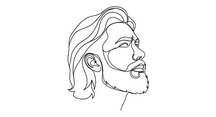 Man Profile Portrait, Minimalist Line Art © Line Galaxy