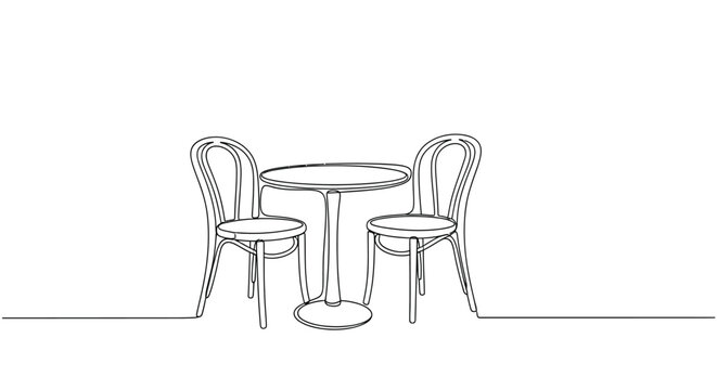 Outdoor Cafe Table and Chairs - Minimalist Line Art