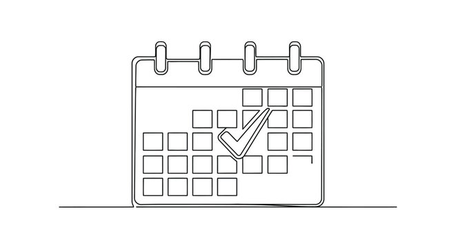 Calendar with Checkmark - Minimalist Line Art