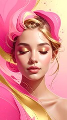 Fototapeta premium A woman with a stylish pink hairstyle