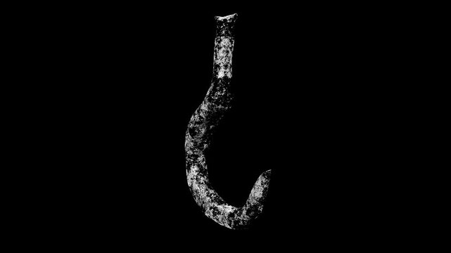 spinning 3d hook on black background video